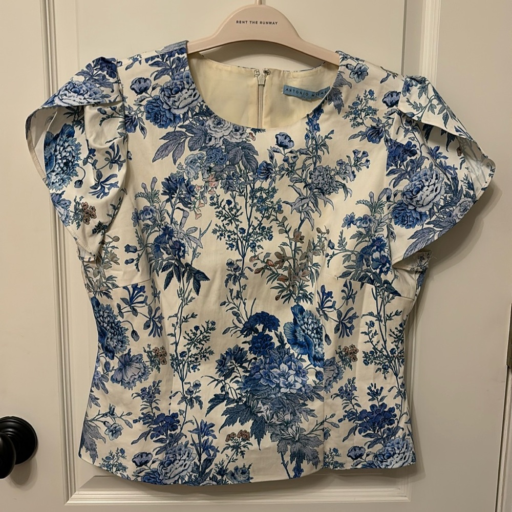 ANTONIO MELANI Blue Floral Blouse